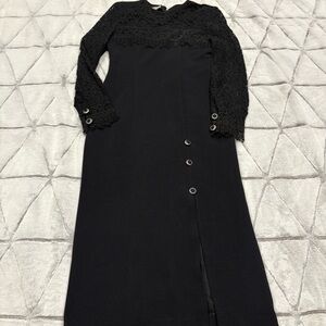 Vintage Baran Dress Made In Turkey Black Lace Goth Buttons Sz 1 Womens Witch